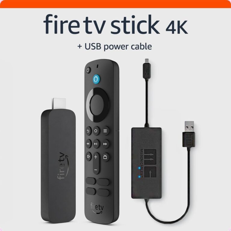 Amazon Fire TV Stick 4K with USB Power Cable (eliminates the need for AC adapter)