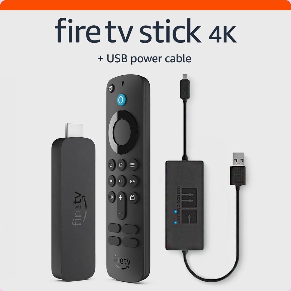 Amazon Fire Tv Stick 4K With Usb Power Cable (Eliminates The Need For Ac Adapter)
