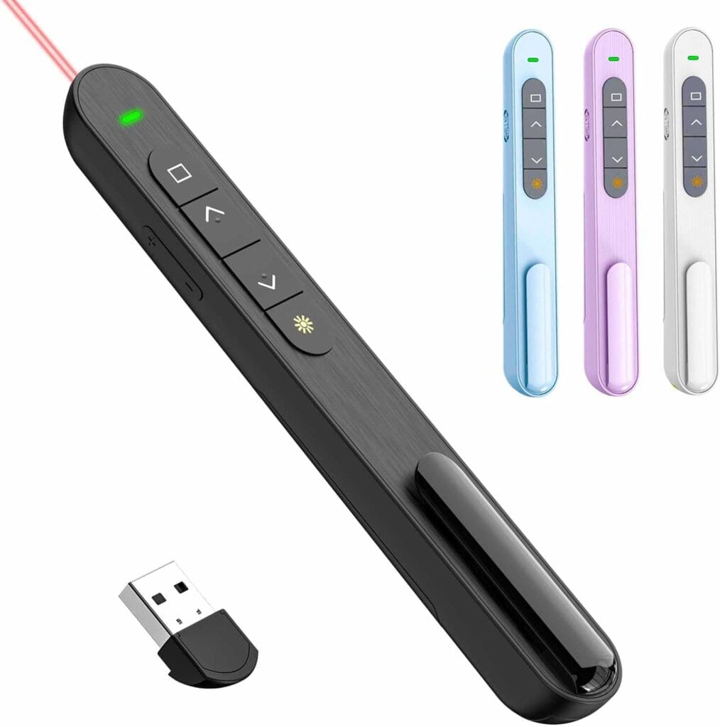 QUI Presentation Clicker, Hyperlink Volume Control Wireless Presenter, PPT PowerPoint Clicker, RF 2.4GHz USB Presentation Remote Control PowerPoint Slide Advancer for Keynote/PPT/Mac/PC