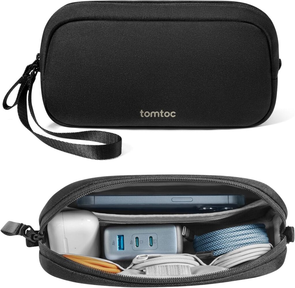 Tomtoc Electronics Organizer Travel Case, Water Resistant Travel Bag Cable Organizer For Essentials, Tech Pouch Accessories Carry Storage For Cord, Phone, Cables, Airpods, Usb Flash Drive, Daily Items