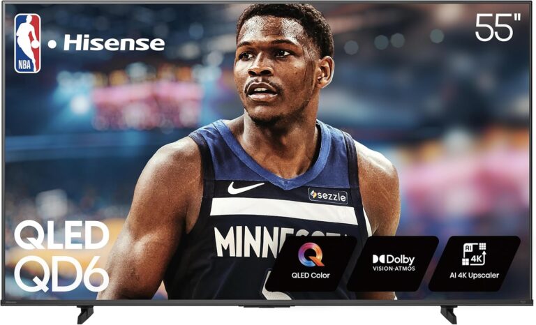 Hisense 55-Inch Class QD6 Series QLED 4K UHD Smart Fire TV (55QD6QF, 2025 Model) – QLED, Dolby Vision, Dolby Atmos, Motion Rate 120, HDR 10+, Game Mode Plus, Alexa Built in