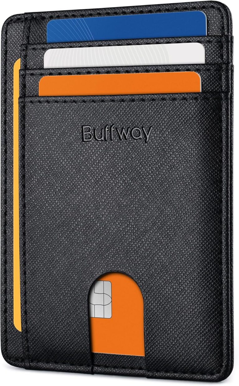 Buffway Slim Minimalist Front Pocket RFID Blocking Leather Wallets for Men and Women