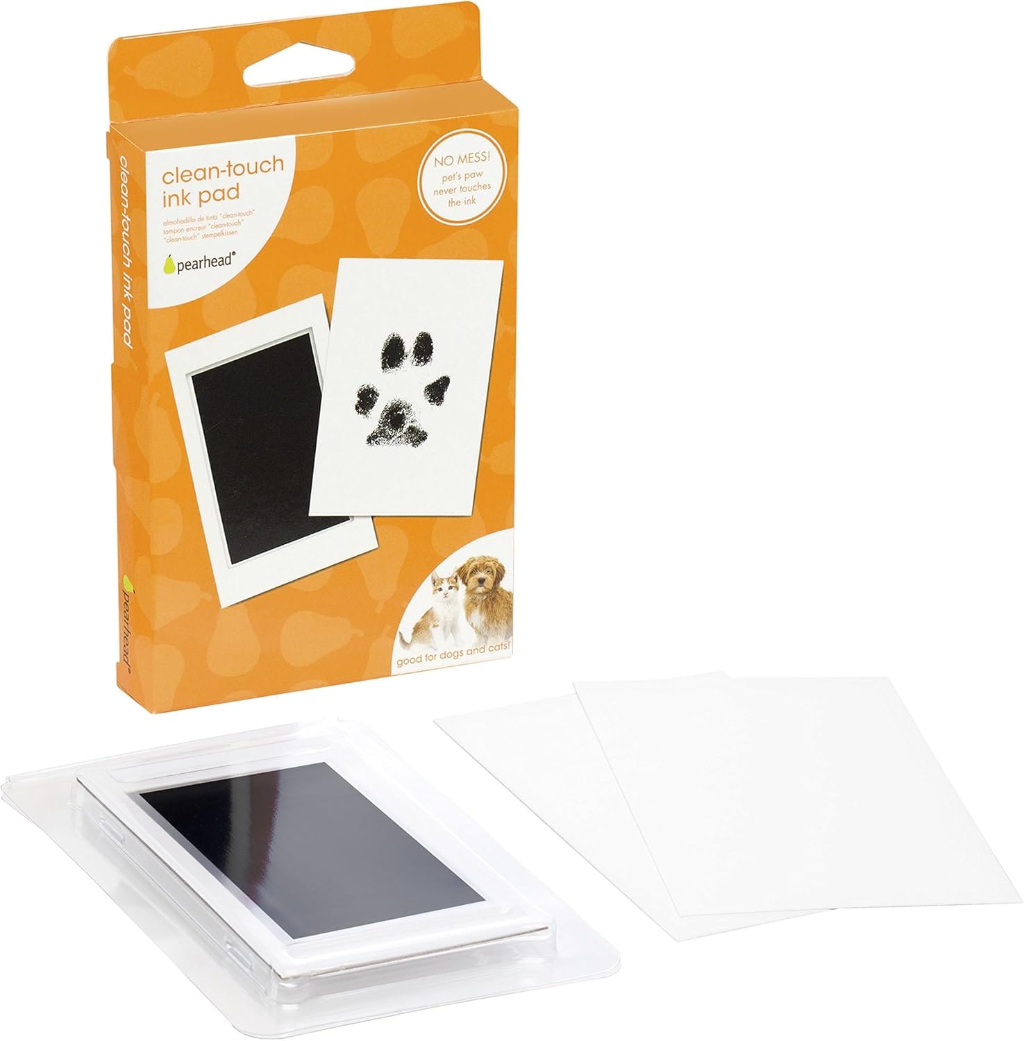 Pearhead Paw Print Clean Touch Ink Pad Kit For Dogs And Cats, Pet Owner Keepsake, Diy Inkless Paw And Nose Print Impression Set, Small/Medium