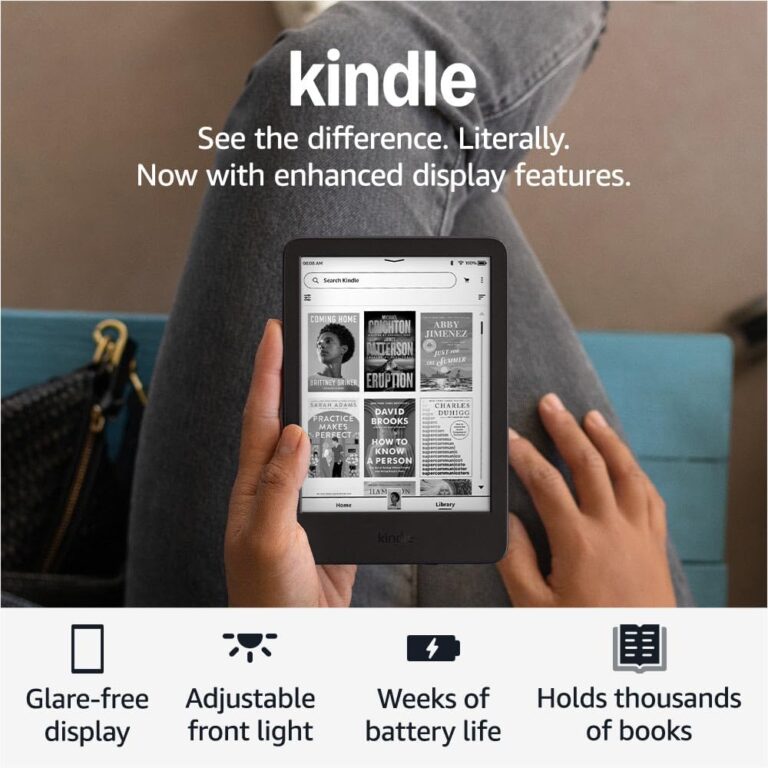 Amazon Kindle (16 GB) – Lightest and most compact Kindle, now with faster page turns, and higher contrast ratio, for an enhanced reading experience – Black