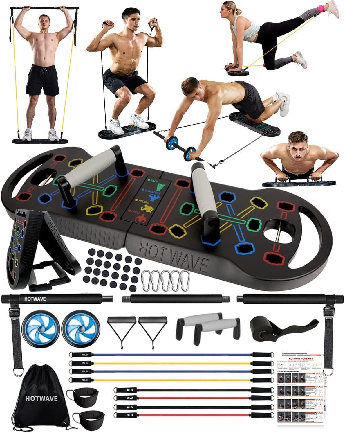 HOTWAVE Push Up Board Fitness, Portable Foldable 20 in 1 Push Up Bar at Home Gym, Pushup Handles for Floor. Professional Strength Training Equipment For Man and Women,Patent Pending HOTWAVE Push Up Board Fitness, Portable Foldable 20 in 1 Push Up Bar at Home Gym, Pushup Handles for Floor. Professional Strength Training Equipment For Man and Women,Patent Pending