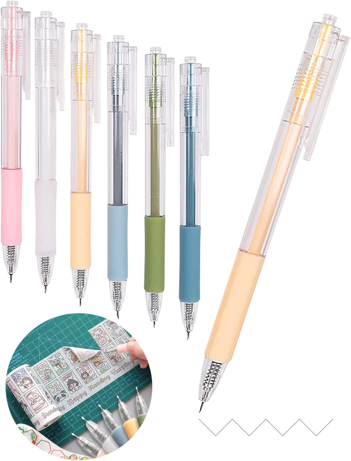 Knife Pen Craft Cutting Tools – Precision Paper Cutter Pen With Refillable Tungsten Steel Cutter Head Refill, 6 Pack