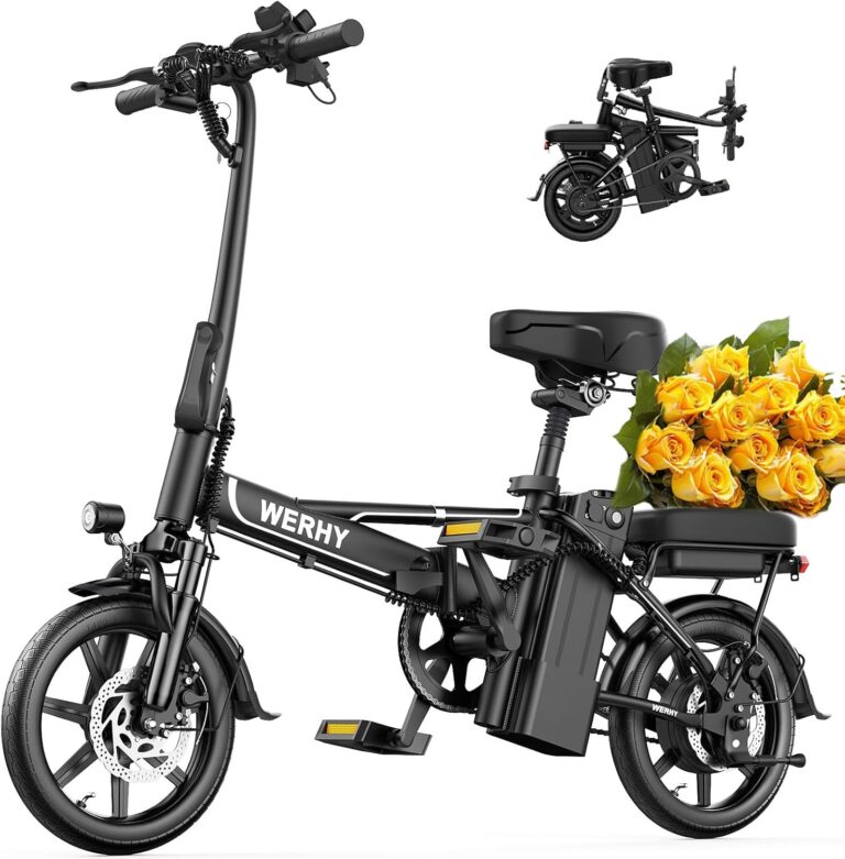 Electric Bike for Adults, 500W Motor, 22 MPH Max Speed Folding Ebike, 499.2/748.8Wh Battery, 14″ Electric Bicycles, Max 35/55 Miles Range (Pedal Assist Mode), Mini E Bikes