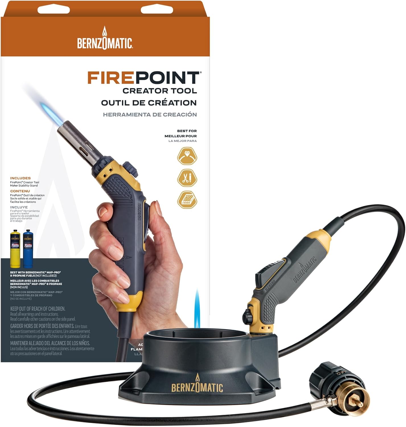 Bernzomatic Firepoint Creator Tool, Precision Flame Hand Torch For Use With Bernzomatic Map-Pro Or Propane Fuel (Firepoint Tool)