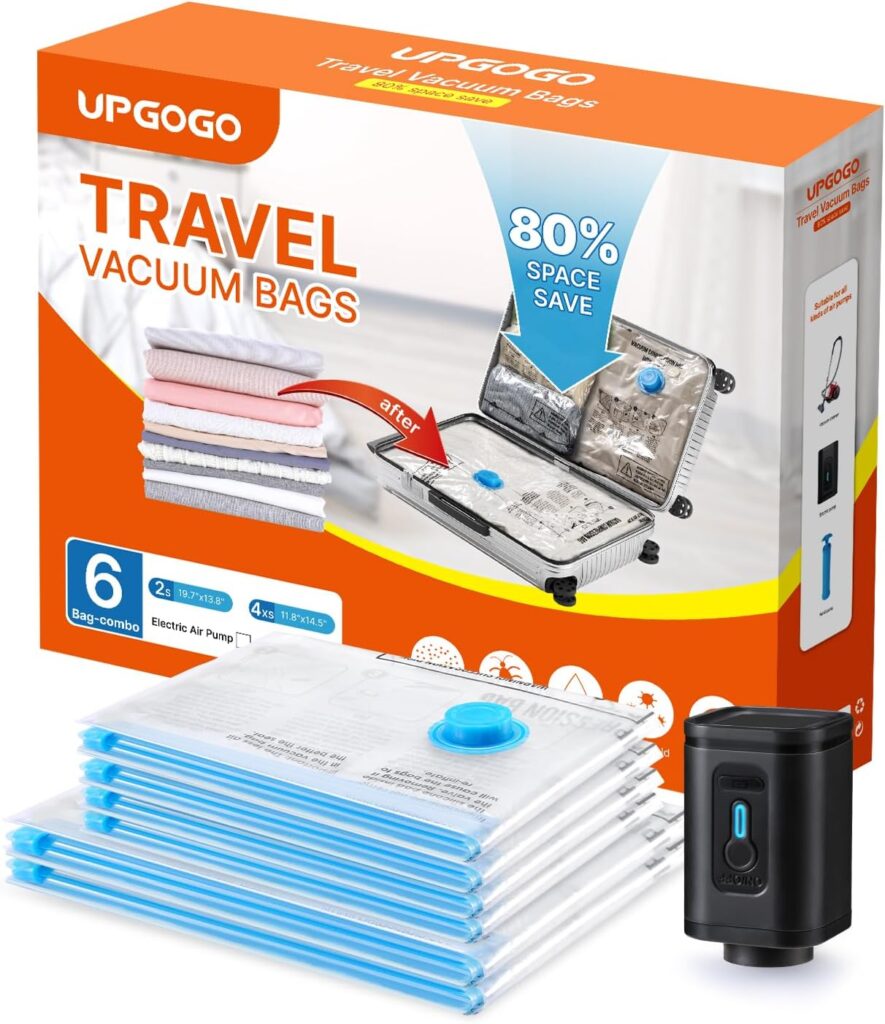 Travel Vacuum Bags Combo 6 Pack – Space Saver Vacuum Storage Bags For Clothing And Luggage