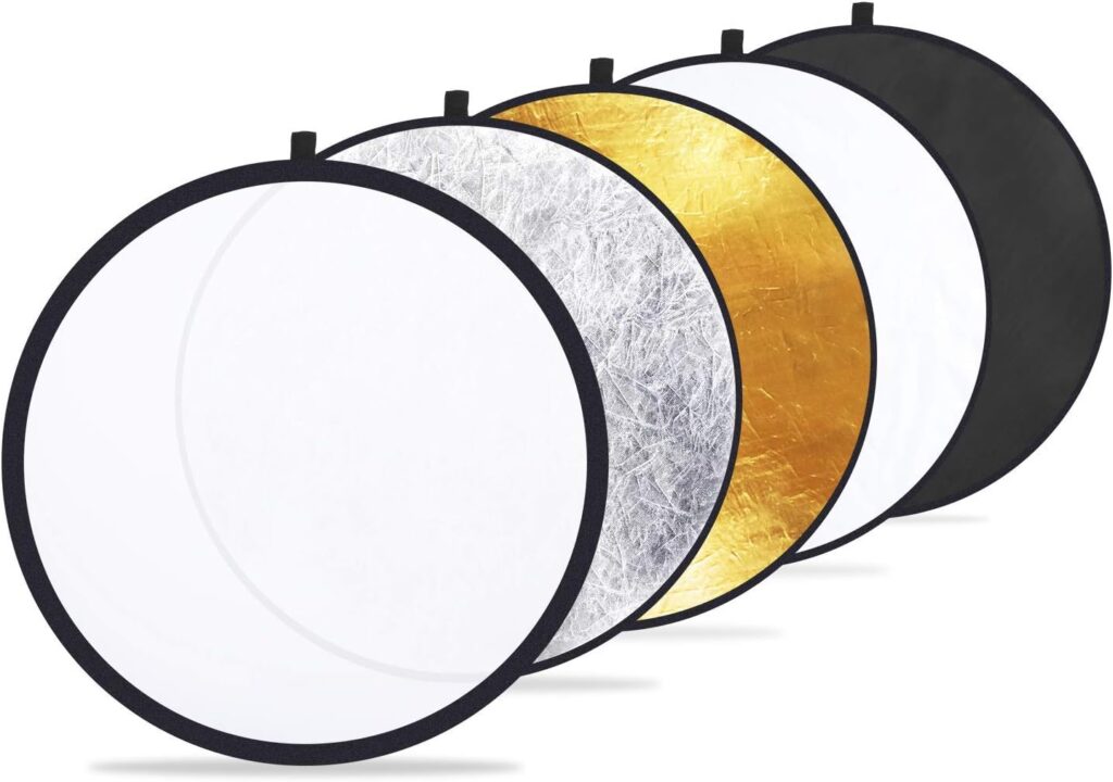 Etekcity 24″ (60Cm) 5-In-1 Photography Reflector, Multi-Disc Light Reflectors For Photography, Collapsible With Bag – Translucent, Silver, Gold, White And Black