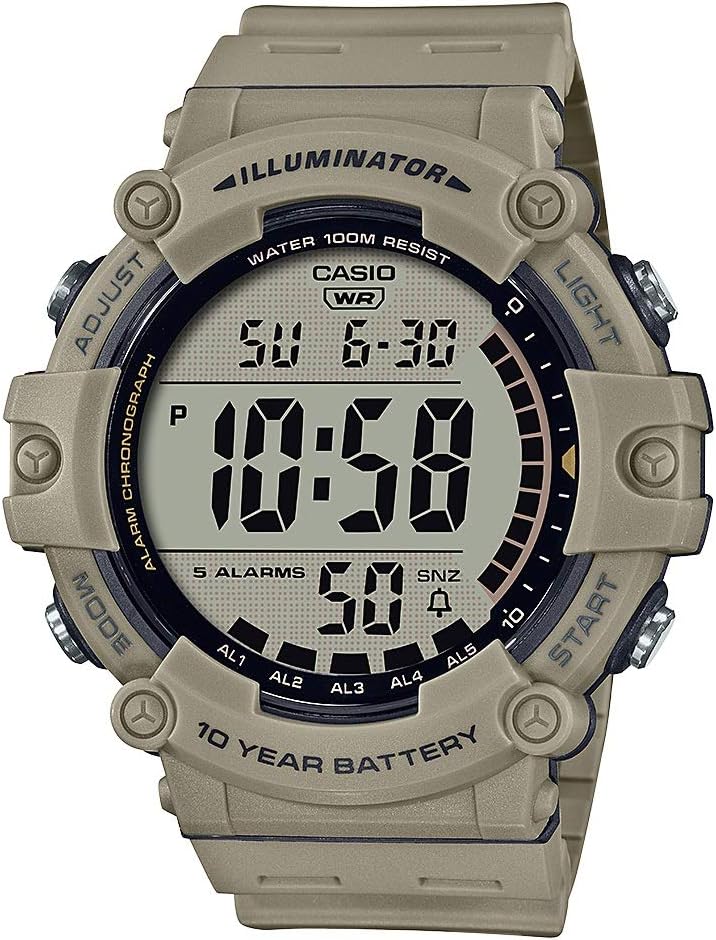 Casio Illuminator AE1500WH Series | 10-Year Battery | LED Backlight | 5-Alarms | 1/100 Sec Stopwatch | Men’s Digital Watch