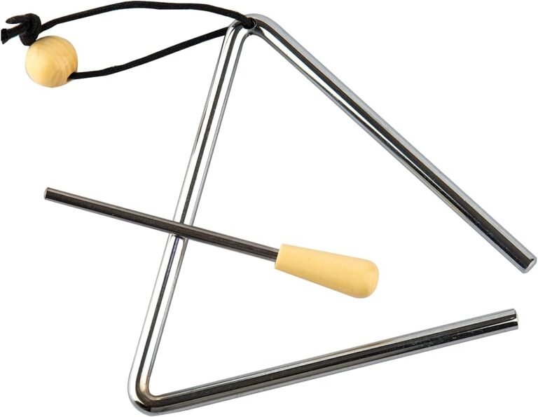 Musfunny Triangle Musical Instrument with Striker, Rhythm Steel Triangles Hand Percussion (6 inch)