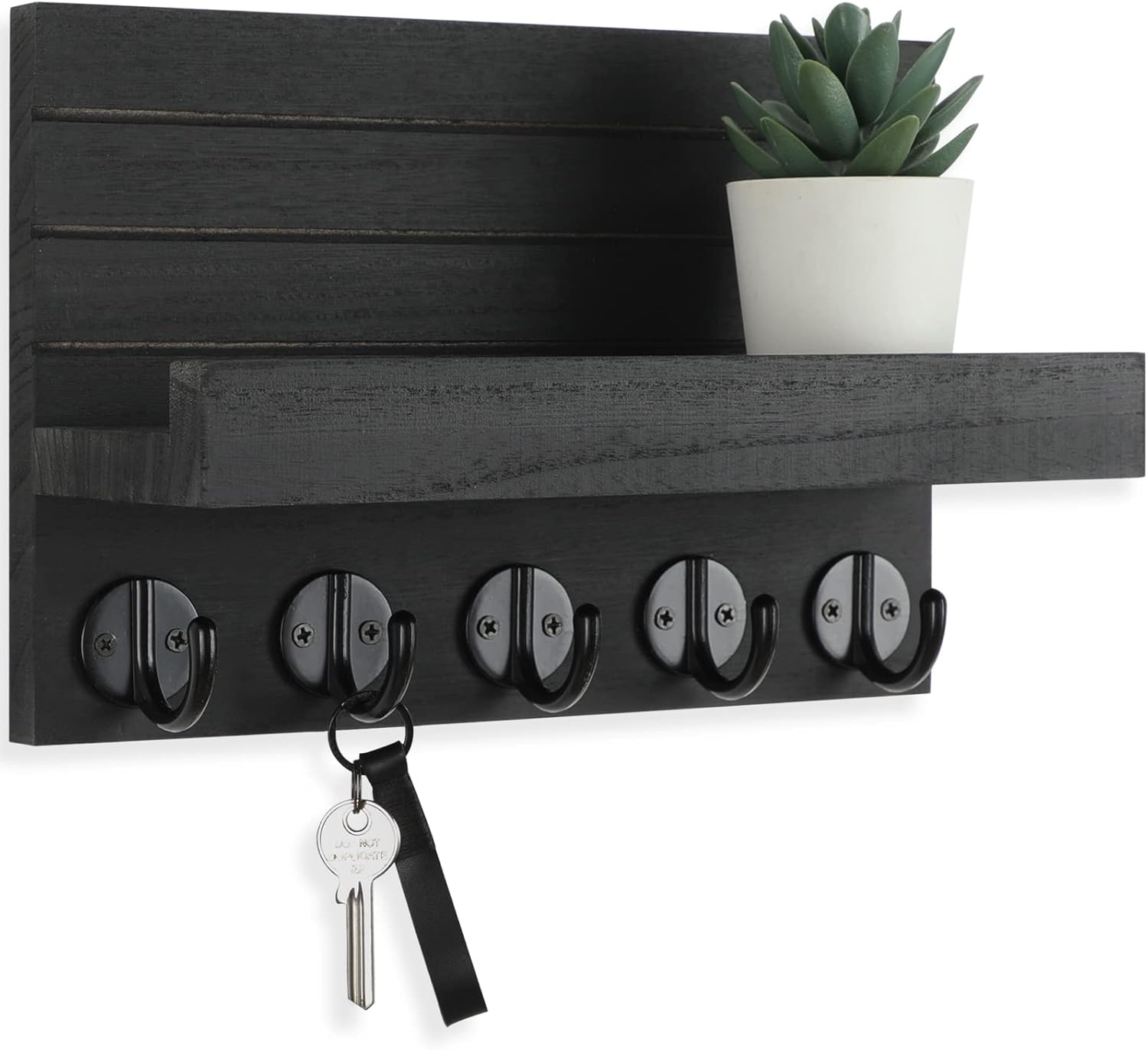 Key Holder for Wall, Decorative Key and Mail Holder with Shelf Has Large Hooks for Bags, Coats, Umbrella โ Paulownia Wood Key Hanger with Mounting Hardware (9.8โW x 6.7โH x 4.2โD) Key Holder for Wall, Decorative Key and Mail Holder with Shelf Has Large Hooks for Bags, Coats, Umbrella โ Paulownia Wood Key Hanger with Mounting Hardware (9.8โW x 6.7โH x 4.2โD)