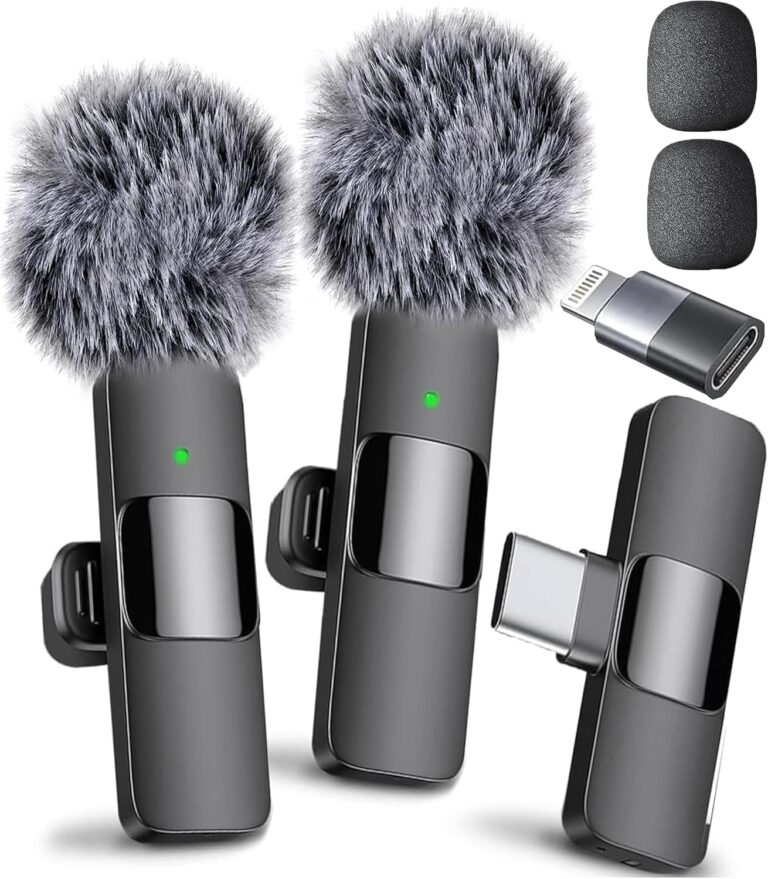 Mini Mic Pro Wireless Microphone for iPhone, iPad, Android, Lavalier Microphone for Video Recording – 2 Pack iPhone Mic Crystal Clear Recording with USB-C for Podcast, ASMR