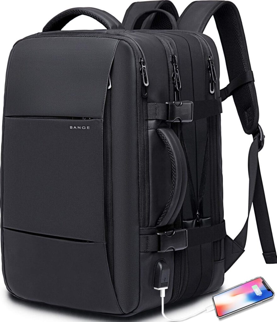 BANGE 35L Travel Backpack,Flight Approved Carry On Backpacks for International Travel Bag, Water Resistant Durable 17-inch Laptop Backpacks,Large Daypack Business Weekender Luggage Pack for Men Women