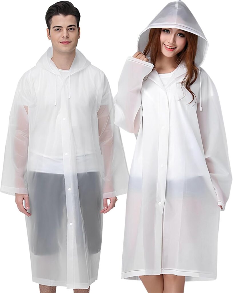 Cosowe Rain Ponchos for Adults Reusable, 2 Pcs Raincoats Emergency for Women Men with Hood and Drawstring Cosowe Rain Ponchos for Adults Reusable, 2 Pcs Raincoats Emergency for Women Men with Hood and Drawstring