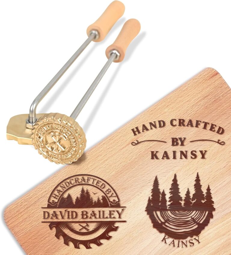 KAINSY Custom Branding Iron for Wood, Durable Personalized Logo Metal Branding Iron for Wood Burning Stamp Leather Meat, Handcrafted Design Weddings & Personalized Gifts, Flame Heated(1 inch)