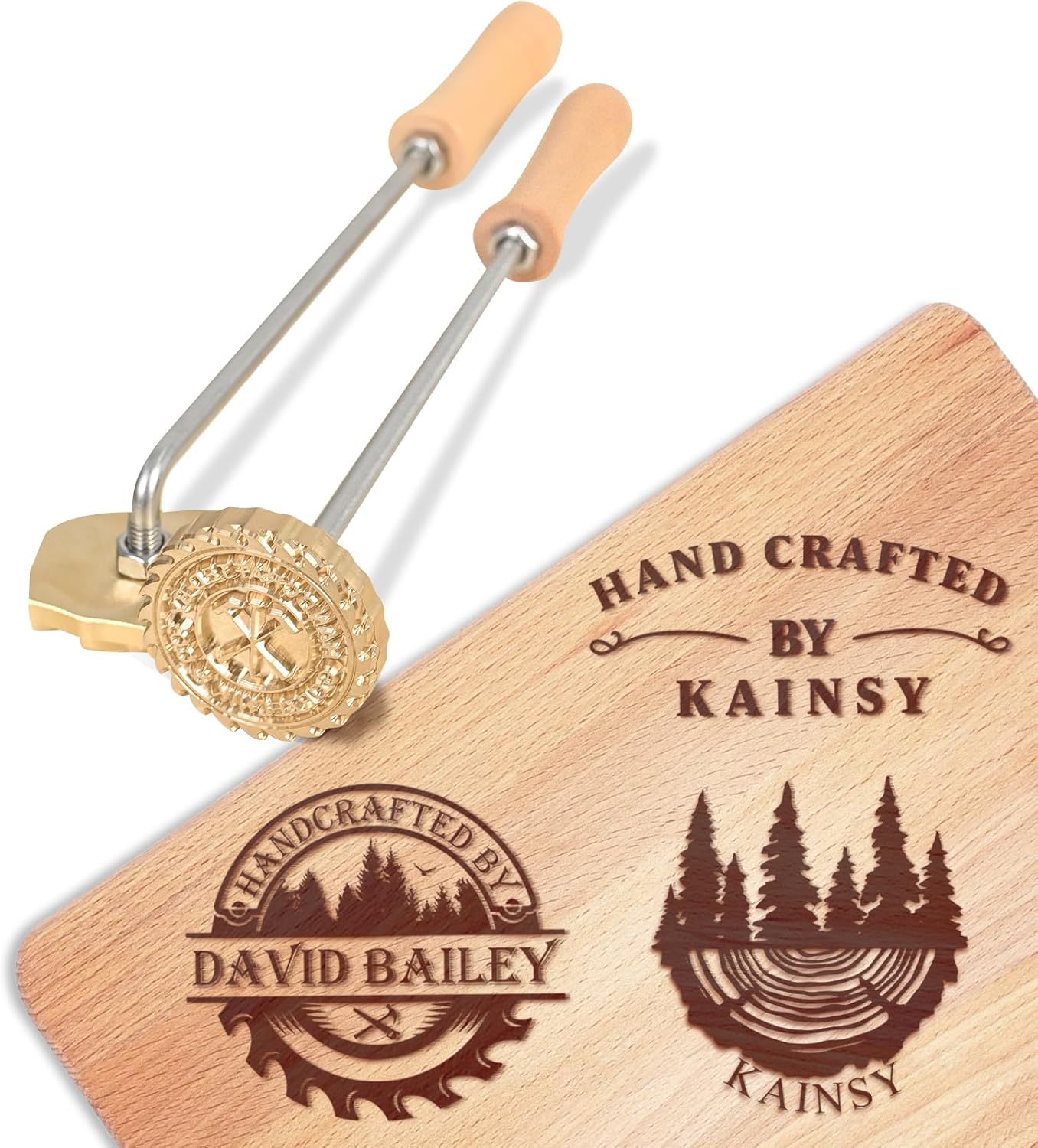 KAINSY Custom Branding Iron for Wood, Durable Personalized Logo Metal Branding Iron for Wood Burning Stamp Leather Meat, Handcrafted Design Weddings & Personalized Gifts, Flame Heated(1 inch) KAINSY Custom Branding Iron for Wood, Durable Personalized Logo Metal Branding Iron for Wood Burning Stamp Leather Meat, Handcrafted Design Weddings & Personalized Gifts, Flame Heated(1 inch)