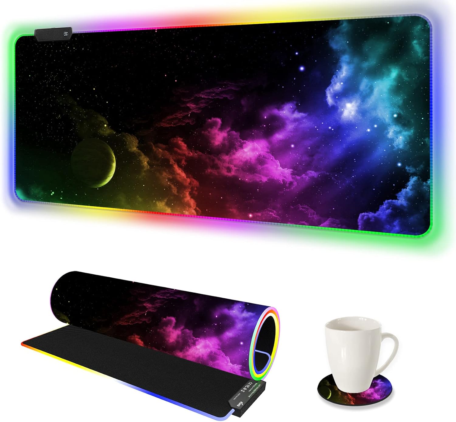 Aimsa Large Rgb Gaming Mouse Pad, Keyboard Mousepad Led Extended 35.4 X 15.8 Inch Non-Slip Rubber Base With 14 Lighting Modes, Big Desk Mat Waterproof, Nebula Universe Aimsa Large Rgb Gaming Mouse Pad, Keyboard Mousepad Led Extended 35.4 X 15.8 Inch Non-Slip Rubber Base With 14 Lighting Modes, Big Desk Mat Waterproof, Nebula Universe