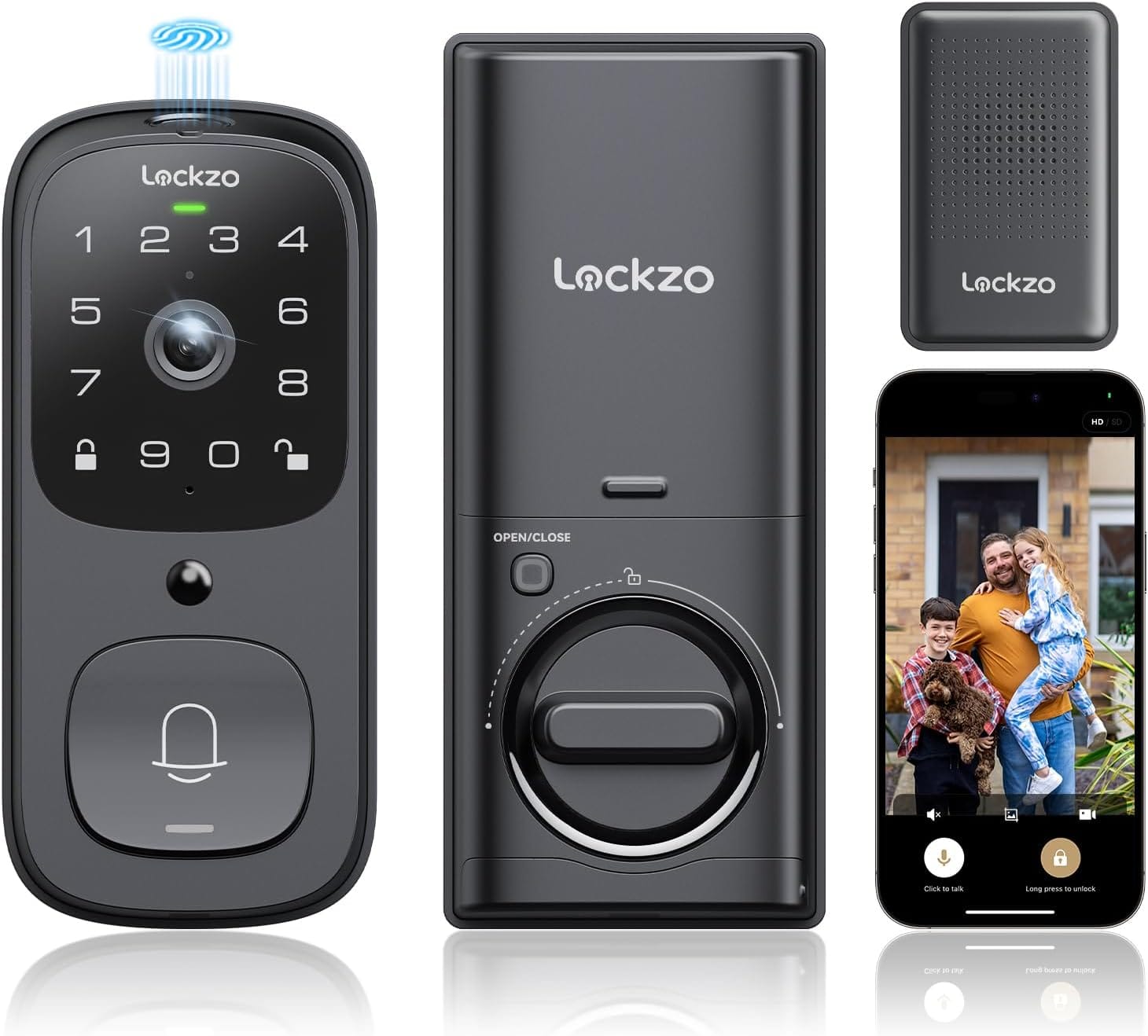 Video Smart Lock With Doorbell, 6 In 1 Keyless Entry Door Lock, Built-In Wifi Camera Deadbolt Lock For Front Door, Fingerprint, Keypad Code, App Control, Voice Control, Auto Lock, Ip65, Video Calling