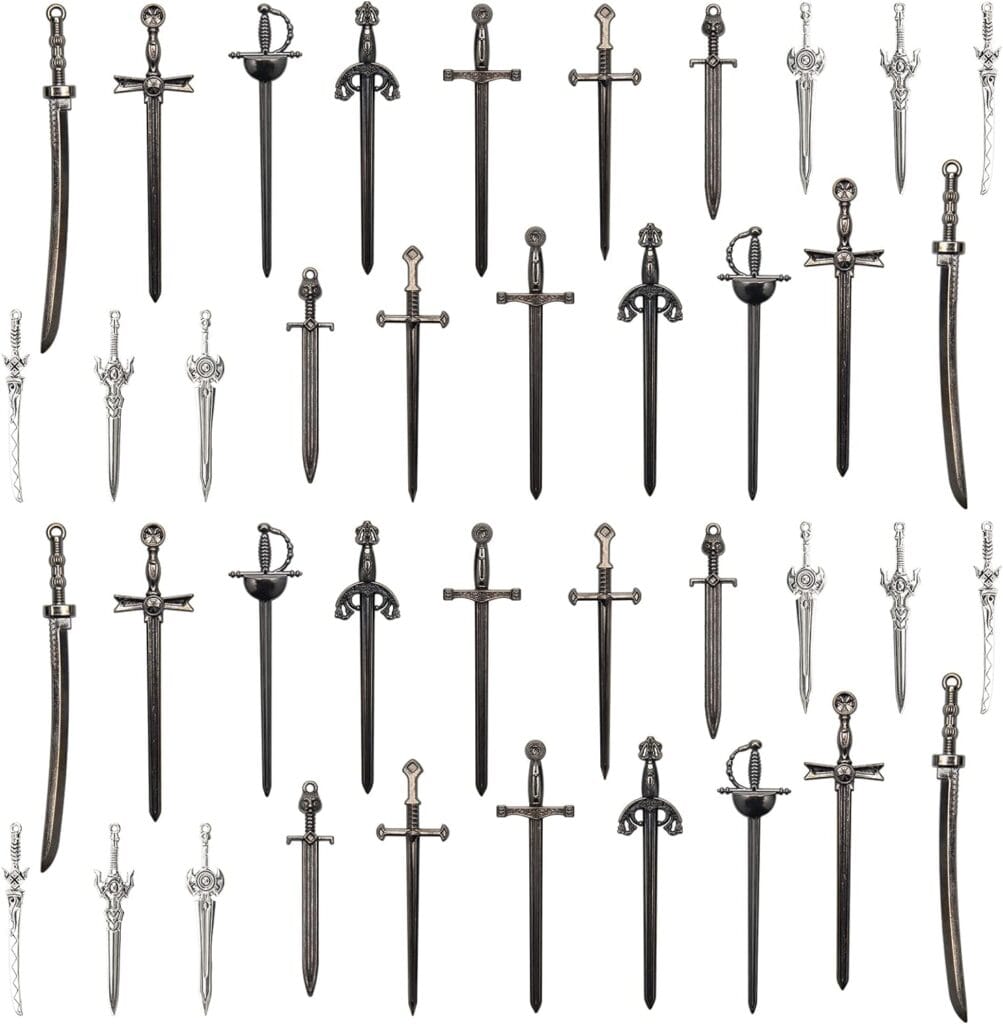 Sword Bookmark 40 Pcs Black Antique Swords Bookmark for Men Ideal Gift for Book Lovers DIY Craft Supplies