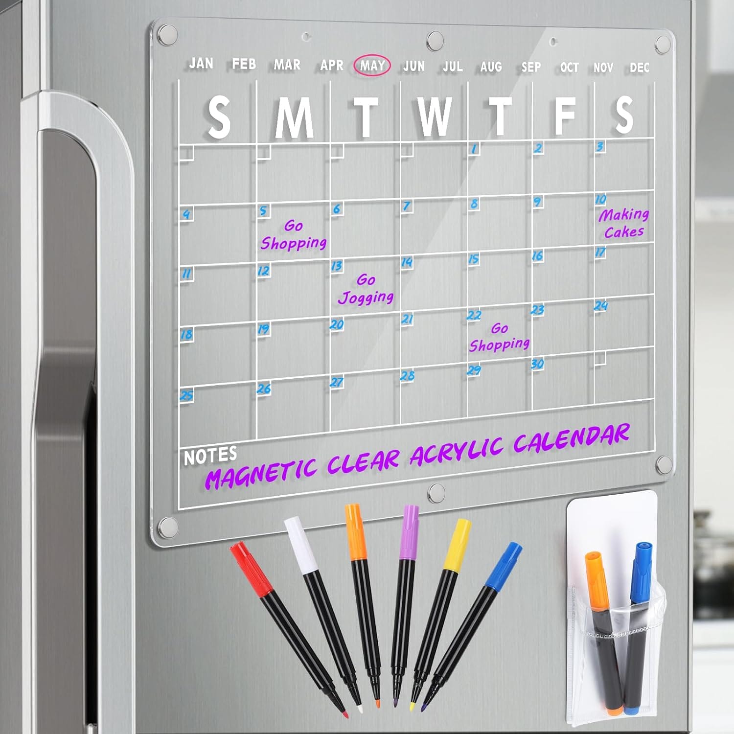 Acrylic Magnetic Dry Erase Board Calendar for Fridge, 16.5″x12″ Inch Clear Dry Erase Calendar for Refrigerator, Magnetic Planning Calendar Includes 6 Colors Dry Erase Markers and Magnetic Pen Holder Acrylic Magnetic Dry Erase Board Calendar for Fridge, 16.5″x12″ Inch Clear Dry Erase Calendar for Refrigerator, Magnetic Planning Calendar Includes 6 Colors Dry Erase Markers and Magnetic Pen Holder