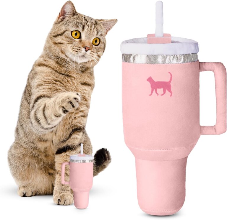 Kitty Cup Tumbler Cat Toy – Aesthetic Crinkle Cat Toy with Catnip, Funny Birthday Gift for Cats & Kittens (Pink Peach Dust)