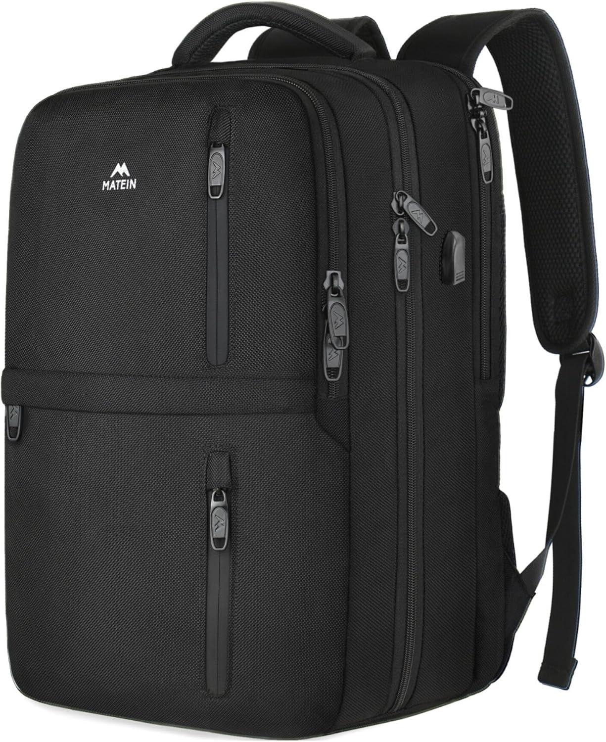 Matein Carry On Backpack, Flight Approved Travel Backpack With Usb Port, Tsa Personal Item Travel Bag Fits 17″ Laptop, Large Water Resistant Luggage Overnight Weekender Bag For Men & Women 40L, Black