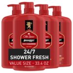Old Spice Refreshing Body Wash for Men, 3X Defense, 24/7 Shower Fresh with Long Lasting Scent, Red Collection, Swagger with Cedarwood Scent, 33.4 oz (Pack of 4)