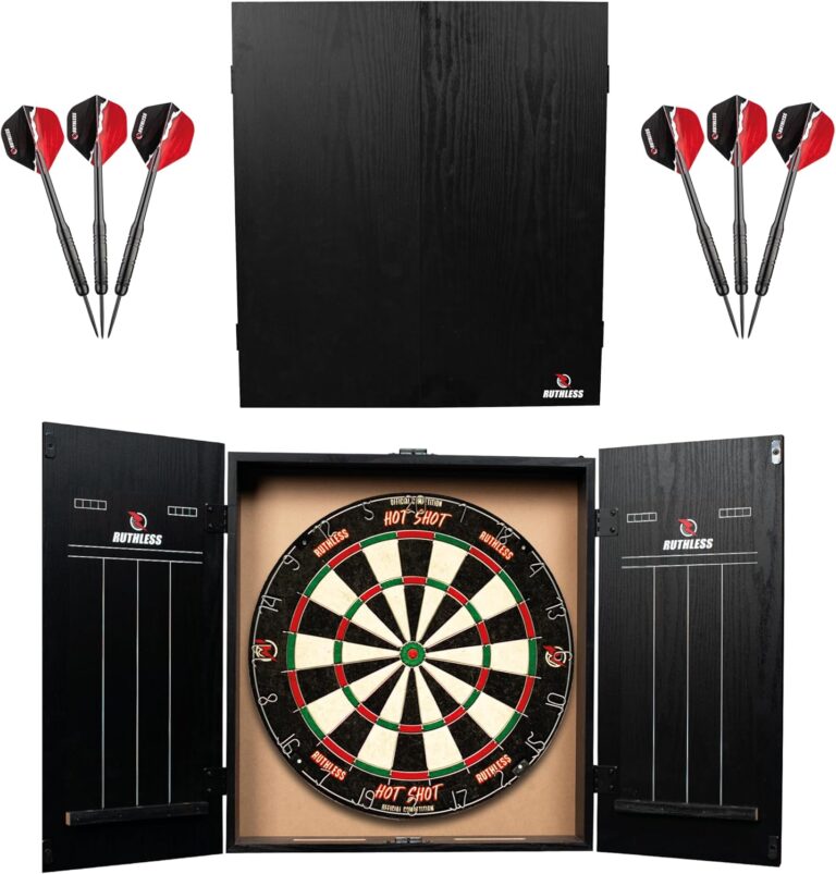 Ruthless Home Darts Centre | Complete Home Dart Board Game Centre Including Cabinet, Dartboard and 2 Sets of Darts (CAB518)