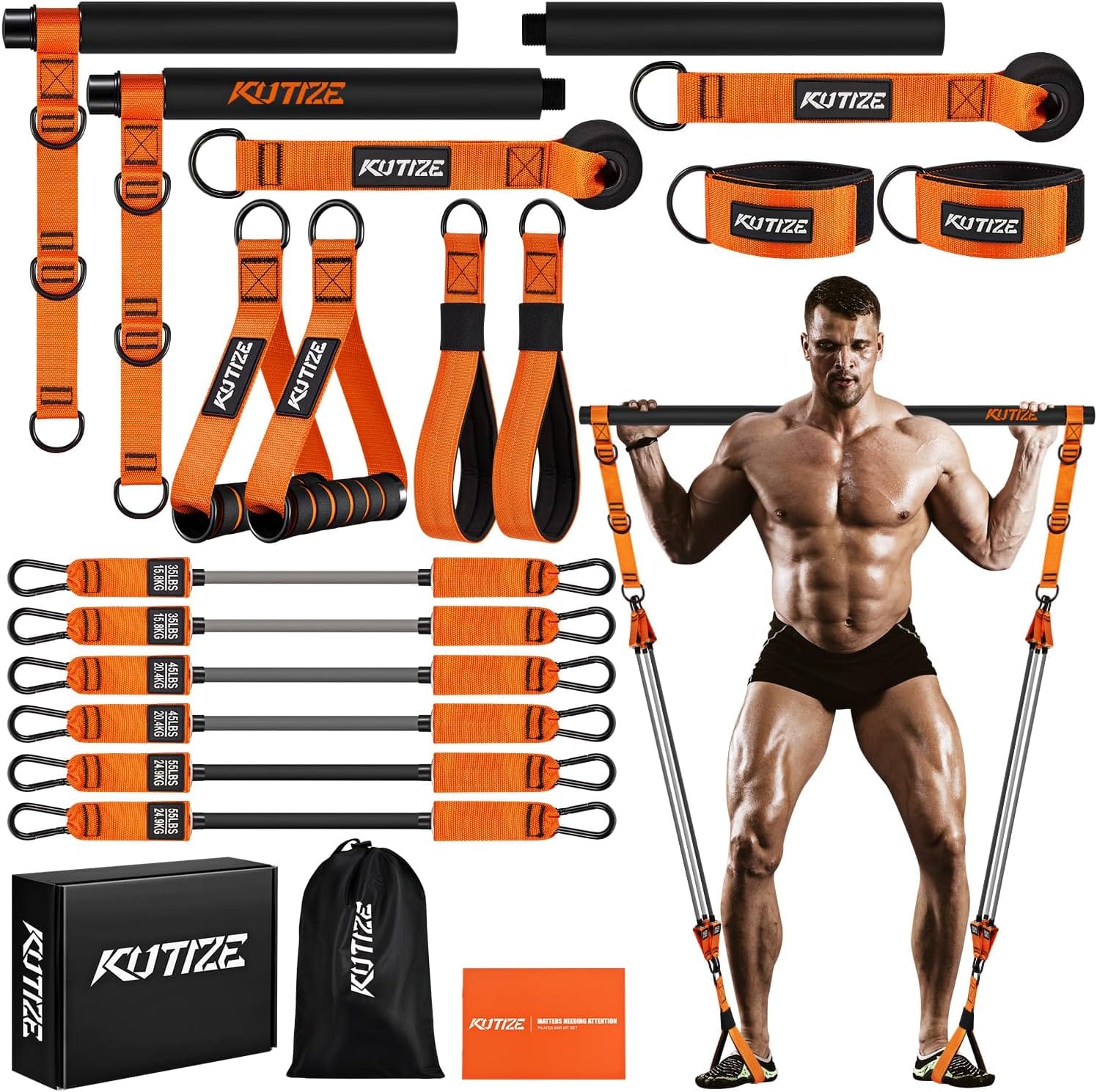 Pilates Bar Kit with Resistance Bands, Heavy Duty Pilates Equipment for Men, Strength Training Bar for Legs, Hip, Back, Arm, Abs, Chest, Shoulders, Portable Home Gym Full Body Workout Equipment Pilates Bar Kit with Resistance Bands, Heavy Duty Pilates Equipment for Men, Strength Training Bar for Legs, Hip, Back, Arm, Abs, Chest, Shoulders, Portable Home Gym Full Body Workout Equipment
