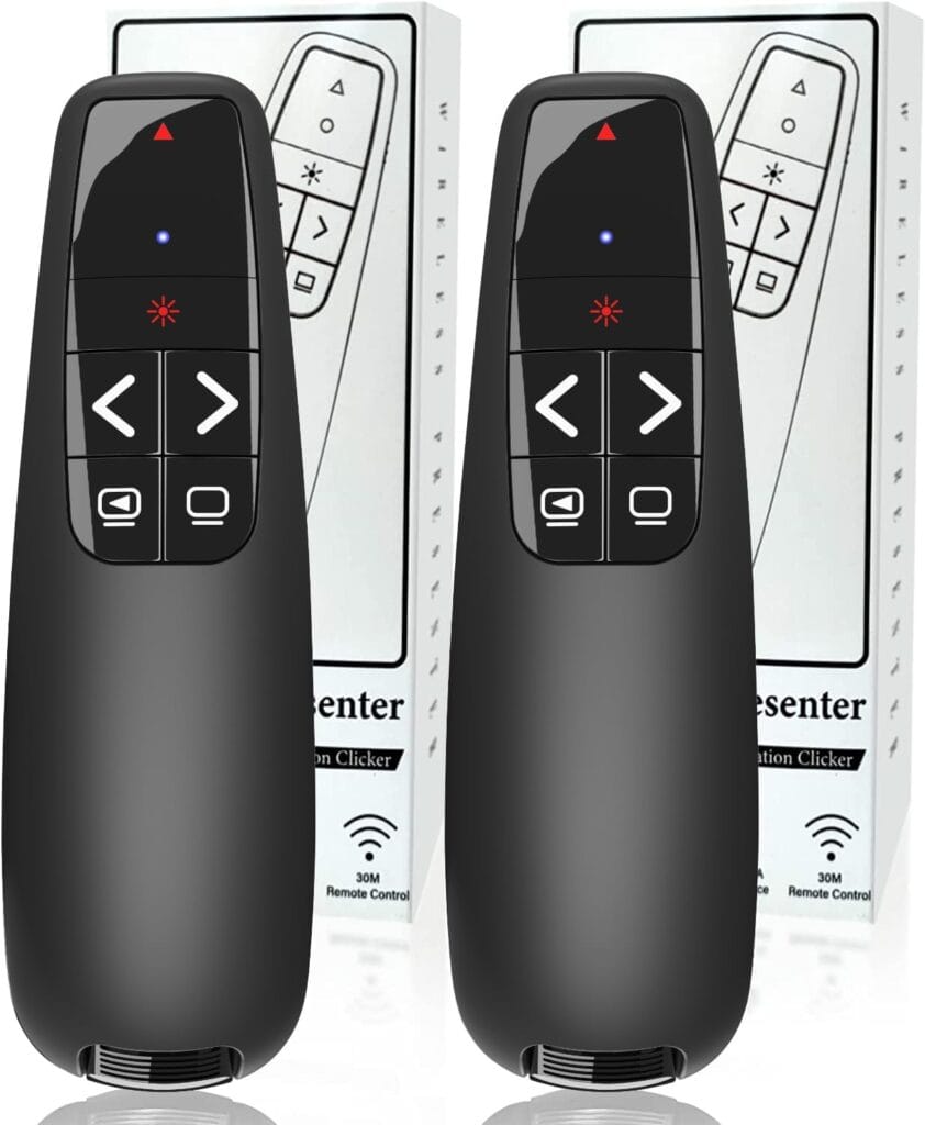 (2 Units) Wireless Presenter Remote, Clicker for Laptop PowerPoint Presentations Pointer, RF Computer Clicker for Presentations Remote, Slideshow/Smartboard/College/Classroom/PPT Clicker (2 Units) Wireless Presenter Remote, Clicker for Laptop PowerPoint Presentations Pointer, RF Computer Clicker for Presentations Remote, Slideshow/Smartboard/College/Classroom/PPT Clicker