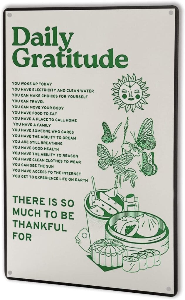Room Decor Aesthetic Wall Decor Daily Gratitude Inspirational Metal Tin Sign, Green Boho Home Coffee Room Wall Office Decor 8X12Inch New Room Decor Aesthetic Wall Decor Daily Gratitude Inspirational Metal Tin Sign, Green Boho Home Coffee Room Wall Office Decor 8X12Inch New