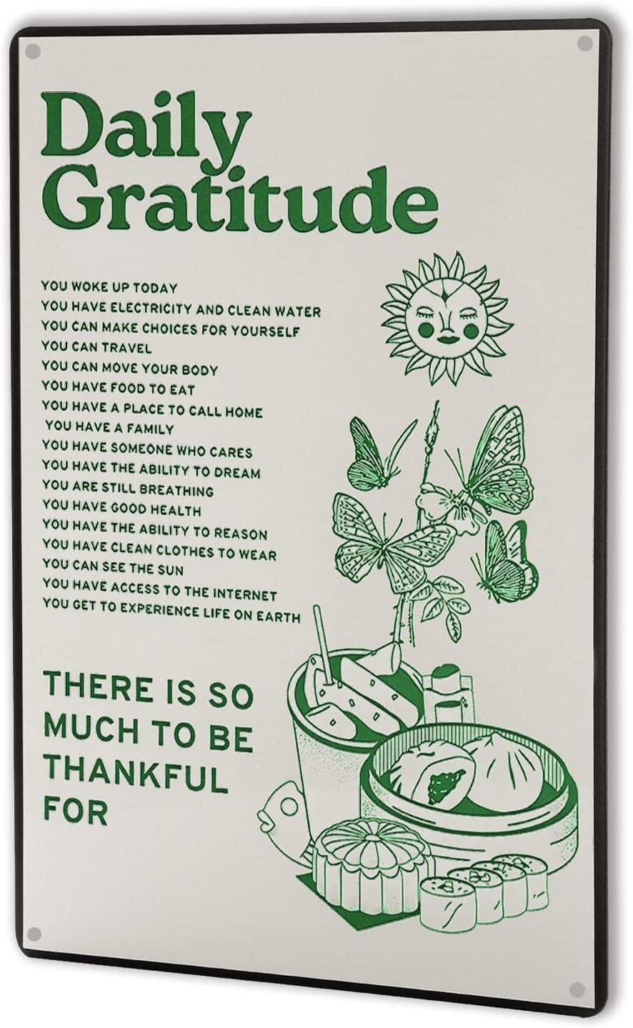 Room Decor Aesthetic Wall Decor Daily Gratitude Inspirational Metal Tin Sign, Green Boho Home Coffee Room Wall Office Decor 8X12Inch New Room Decor Aesthetic Wall Decor Daily Gratitude Inspirational Metal Tin Sign, Green Boho Home Coffee Room Wall Office Decor 8X12Inch New