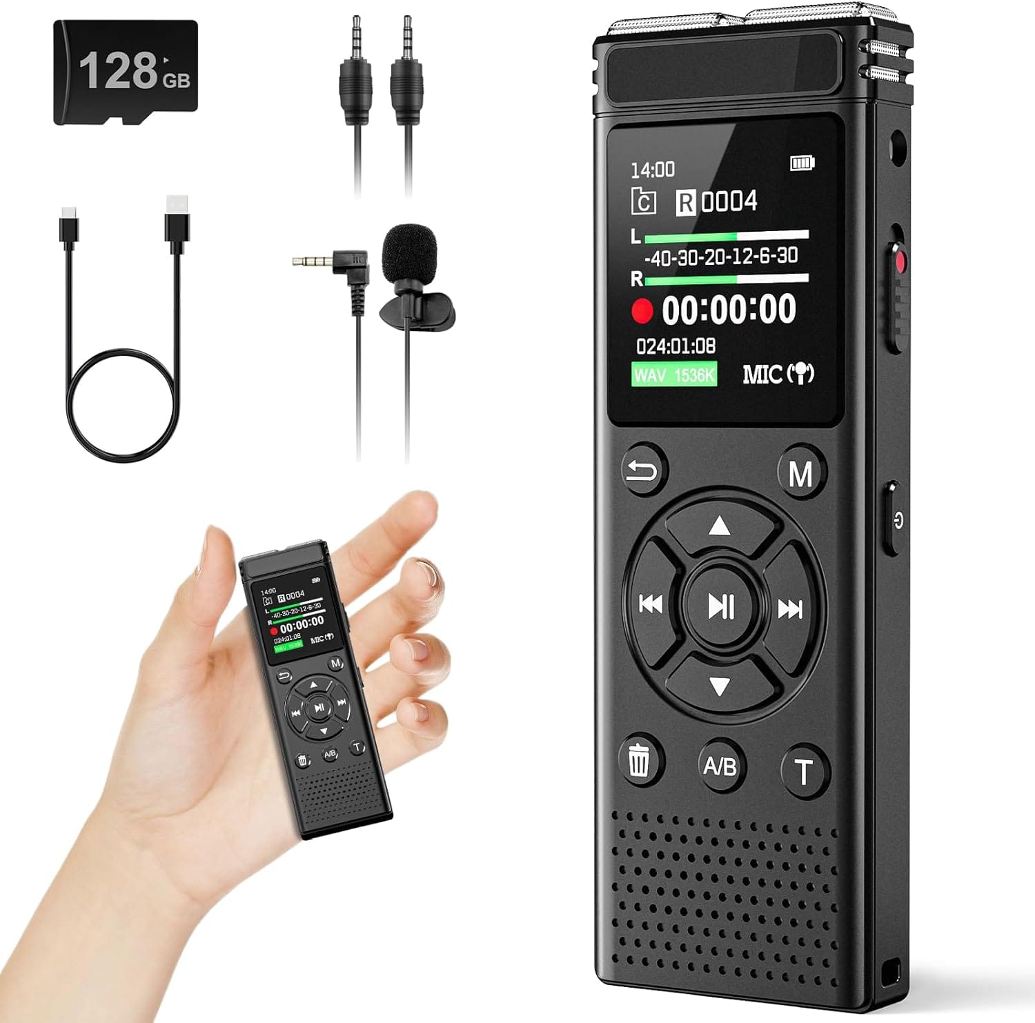 136Gb Digital Voice Recorder With Playback,9000 Hours Audio Recording Device,Voice Activated Recorder With Noise Reduction,A-B Repeat,Mp3 Player And Password For Lectures Meeting/Classes/Interviews 136Gb Digital Voice Recorder With Playback,9000 Hours Audio Recording Device,Voice Activated Recorder With Noise Reduction,A-B Repeat,Mp3 Player And Password For Lectures Meeting/Classes/Interviews