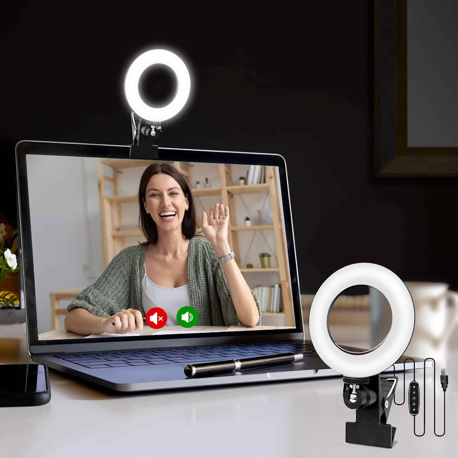 Video Conference Lighting Kit, Ring Light For Monitor Clip On,For Remote Working, Distance Learning,Zoom Call, Self Broadcasting And Live Streaming, Computer Laptop Video Conferencing