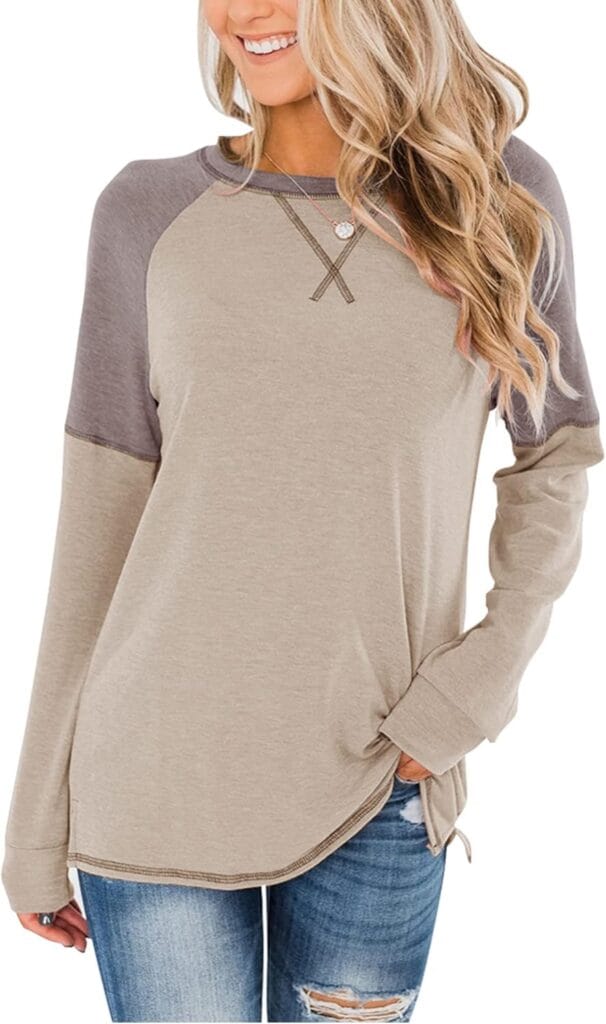 Bingerlily Women’s Casual Long Sleeve Tunic Tops Crew Neck Color Block Blouse Bingerlily Women’s Casual Long Sleeve Tunic Tops Crew Neck Color Block Blouse