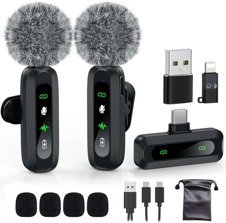 USB C Lavalier Microphone Wireless Mini Mic for Type-C Android Phone/Tablet/PC Video Recording Clip-on Mics with Rotatable Clip&Denoise Recording, Ideal for Vlog Tiktok Youtube Podcast Content Creator