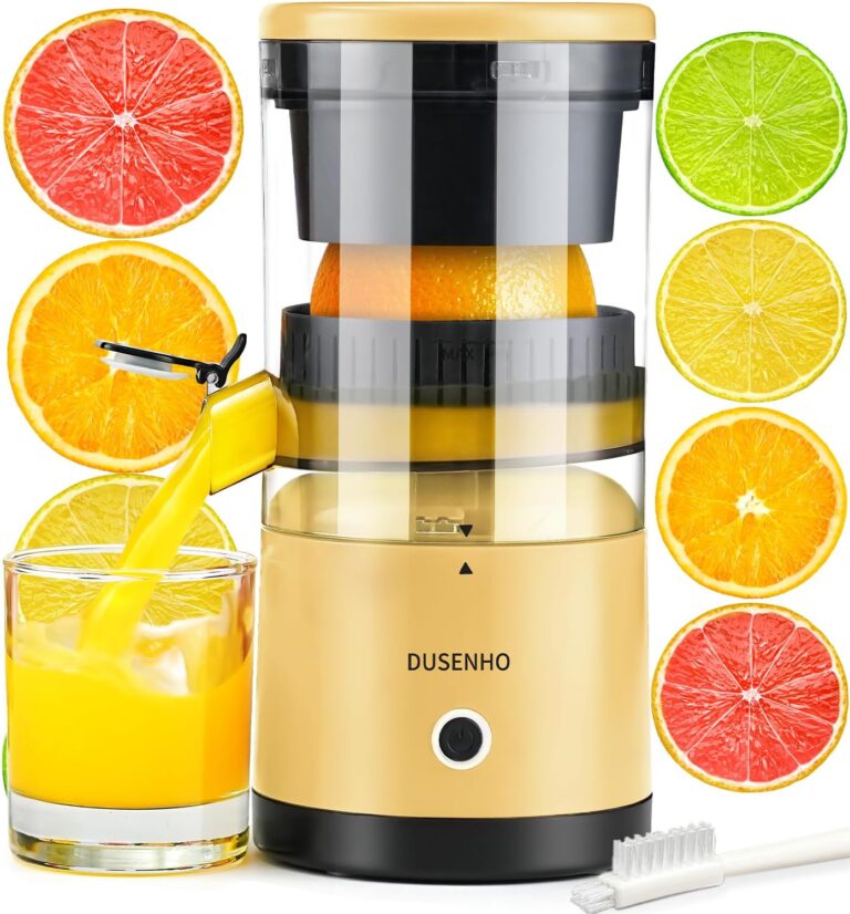 Electric Citrus Juicer Rechargeable – Electric Juicer Machines with USB and Cleaning Brush Portable Compact Juicer for Orange, Lemon, Limes