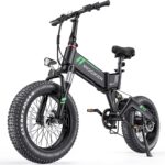 Wooken Electric Bike, 20”X4.0 Fat Tire Electric Bike for Adults,500W(Peak 750W) Foldable Electric Bike with 48V 10Ah Battery,Professional 7 Speed,Shock Absorber, 20MPH Ebike for Mountain Beach Snow