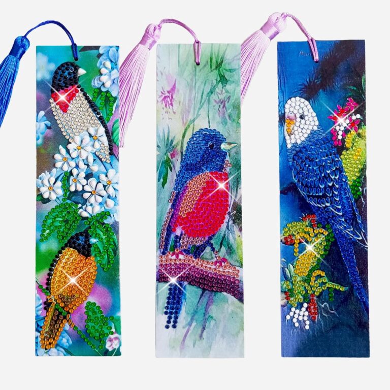 3 Pcs LINGFANG Diamond Painting Bookmark, DIY Book Makers for Adults Book Lovers, Diamond Art Beginners, Small Diamond Art Kits, Paint by Art Crafts Supplies Gift for Girls (Birds)