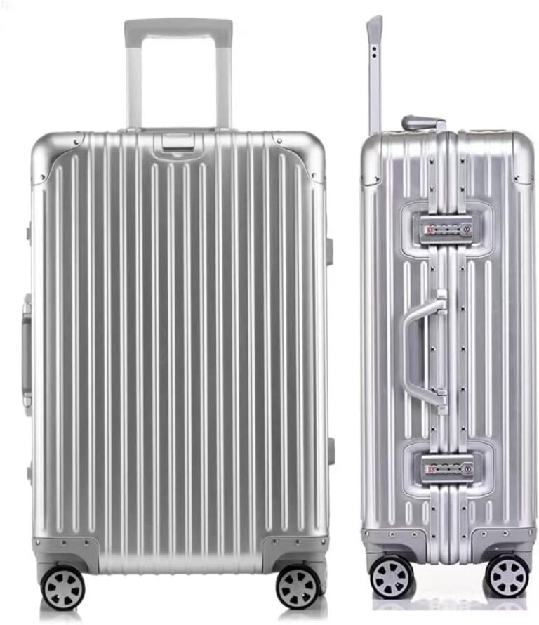 HotWay 20 Inch All Aluminum Carry On Luggage with Wheels, Hard Shell Zipperless Suitcase with TSA Locks, Silver Travel Luggage (22x14x9 Airline Approved)