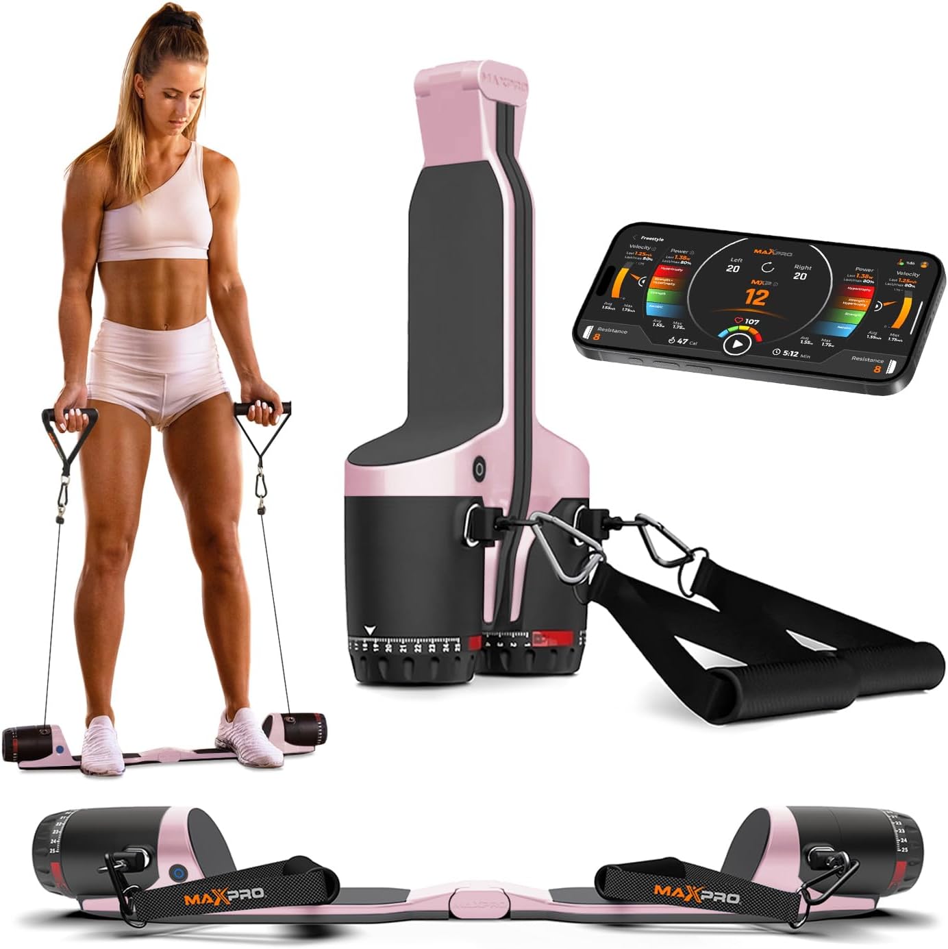 Maxpro Fitness: Cable Home Gym | As Seen On Shark Tank | Versatile, Portable, Bluetooth Connected | Strength, Hiit, Cardio, Plyometric, Powerful 5-300Lbs Resistance