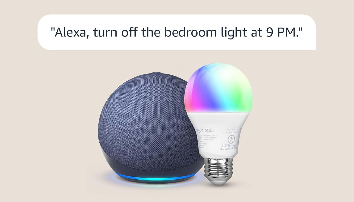 Echo Dot With Amazon Basics Smart Color Bulb