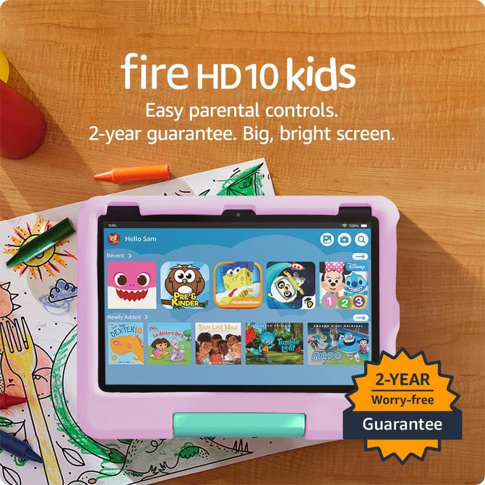 Amazon Fire HD 10 Kids tablet (newest model) ages 3-7 | Bright 10.1″ HD screen with included ad-free and exclusive content, robust parental controls, 13-hr battery, 32 GB, Pink Amazon Fire HD 10 Kids tablet (newest model) ages 3-7 | Bright 10.1″ HD screen with included ad-free and exclusive content, robust parental controls, 13-hr battery, 32 GB, Pink