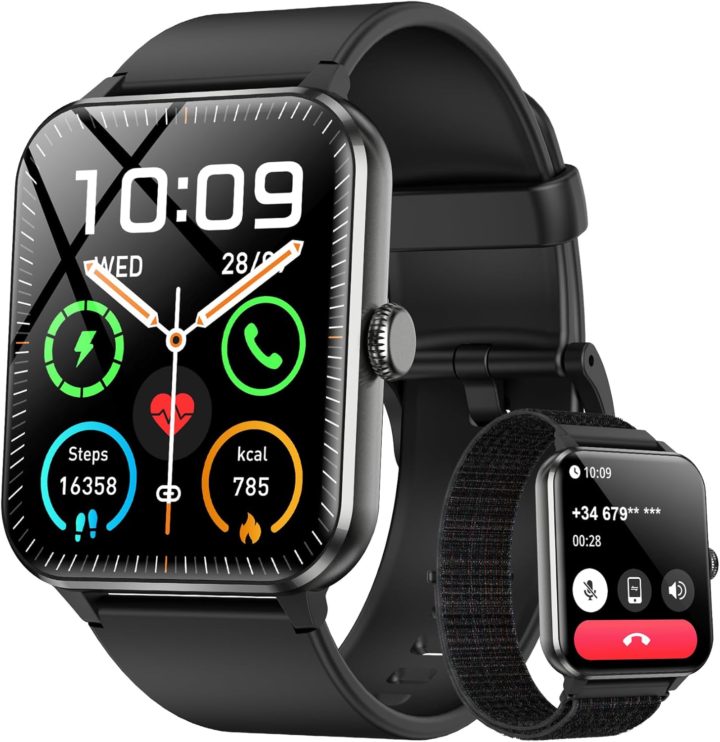 Blackview 2025 Smart Watch (Answer/Make Calls), Fitness Watch For Men And Women With Heart Rate/Spo2/Sleep Monitor/2 Straps, 100+ Sports Modes, Ip68 Waterproof Activity Tracker For Android/Iphone
