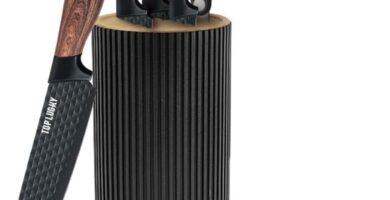 Knife Set, Wiztoynia 6-Piece Black Kitchen Knife Set for Home, Anti-Rust Non-stick Stainless Steel Sharp Chef Knife Set with Universal Knife Block for Kitchen, Ergonomical Design (Black)