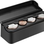 SINGARO Coin Holder for Car, Coin Change Organizer Compatible with Coins of Different Sizes, Dash-Mounted Holder Suitable for Most Cars, Trucks(Black)