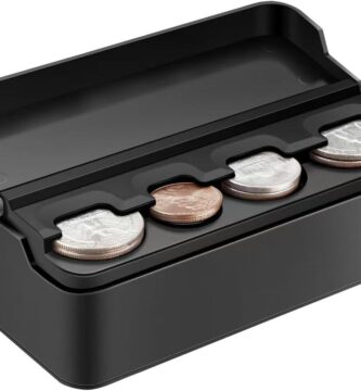 SINGARO Coin Holder for Car, Coin Change Organizer Compatible with Coins of Different Sizes, Dash-Mounted Holder Suitable for Most Cars, Trucks(Black)