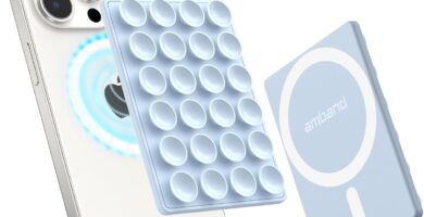 amBand Magnetic Suction Phone Grippy for MagSafe Case, Silicone Cup Sticky Mount for iPhone 12 13 14 15 16 17 Pro Max/Pro/Air/Plus, Hands-Free Selfie/Video for TikTok Creator/Influencer, Light Blue